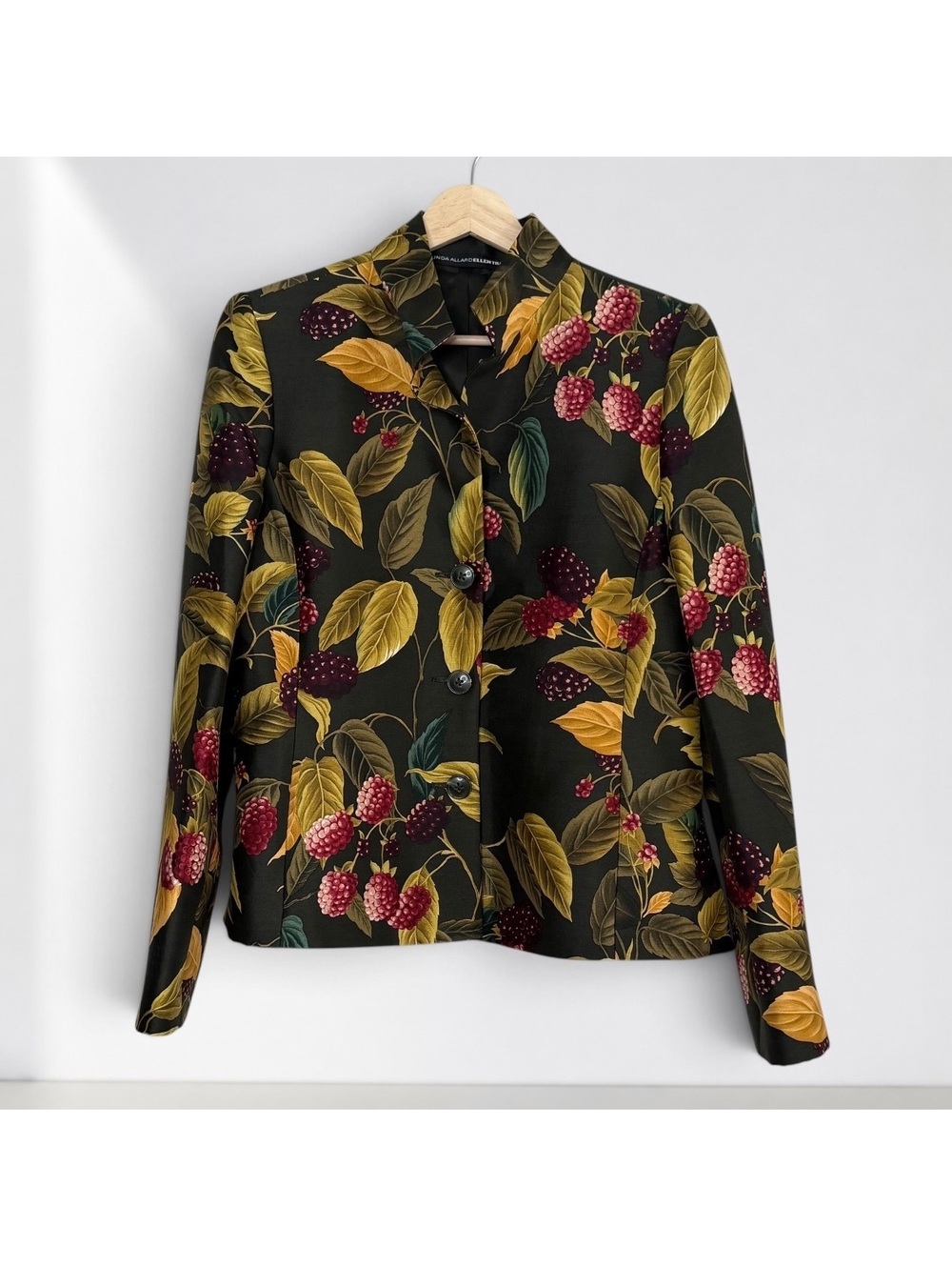 Vintage Botanical Berry Silk Blend Blazer Dark Academia Cottagecore